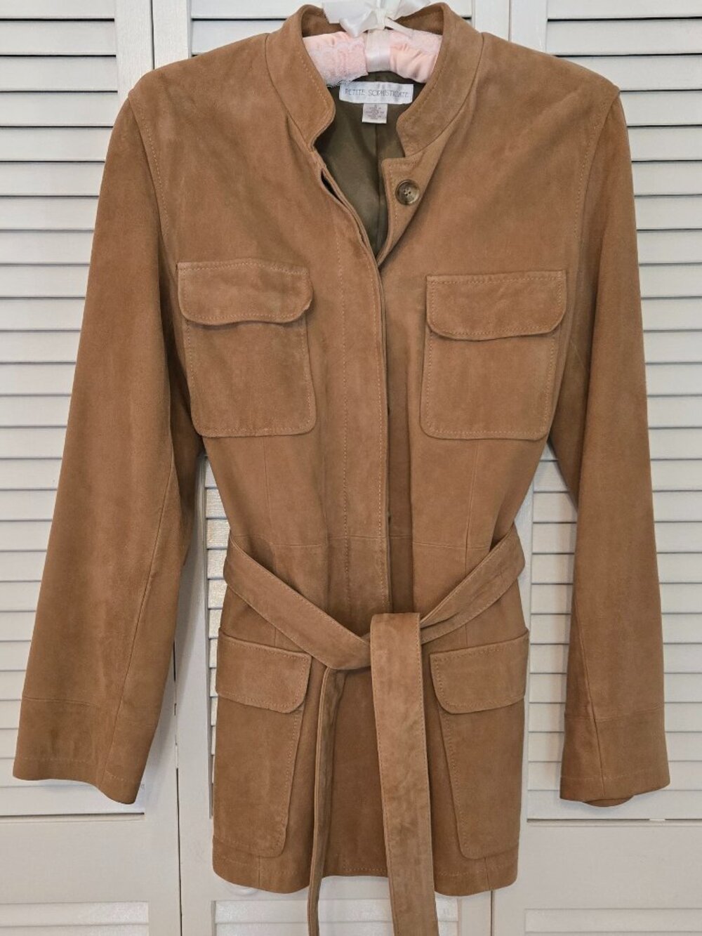 Petite Sophisticate Tan Suede Jacket - Size Petite Small